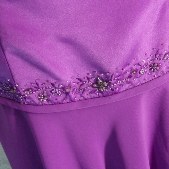 Purple Passion Strapless Sexy Satin Flirty Chiffon Evening Prom Dress Size 10 - Picture 4 of 7